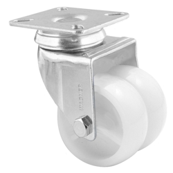 WAGNER Lenkrolle Doppelrolle ECO - Ø 50 mm, Stahl verzinkt, weiß, Anschraubplatte, Tragkraft 70 kg - 03125201 Image