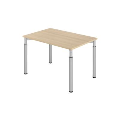 bümö höhenverstellbarer Schreibtisch 120x80 cm in Eiche, Gestell silber - PC Tisch höhenverstellbar & klein, höhenverstellbarer Tisch Büro, kleiner Image