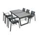 Ensemble repas 6 places en aluminium anthracite et plateau céramique