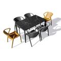 Ensemble repas de jardin 6 places en aluminium laqué noir