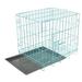 1Pc Folding Metal Crates Pets Crate Kennel Cage Foldable Crate Equipped with Replacement Tray for Cat Rabbit| 50x37x40cm Blue