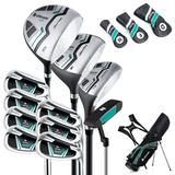 Ultimate Men s Complete Golf Club Set Golf Club Package Set incl 460CC with Rain Hood Green