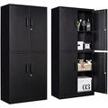 TJUNBOLIFE Cabinets With Doors And Shelves 71 Metal Garage Cabinet With Locking Doors Garage Cabinets Adjustable Layers Shelves For Home Gym bathroom kitchen office Cabinets