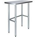 TJUNBOLIFE Stainless Steel Work Table Open Base | NSF Kitchen Island Food Prep | Laundry Garage Utility Bench (36 Long X 14 Deep)