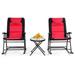 3 Pcs Outdoor Folding Rocking Chair Table Set with Cushion-Black&Red