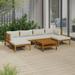 Furniture Sets 5 Piece Patio Lounge Set with Cream Cushion Solid Acacia Wood Outdoor Benches Outdoor Tables for Conversation Dining