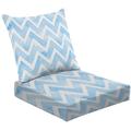 2-Piece Deep Seating Cushion Set blue color white Watercolor seamless pattern for fabric Outdoor Chair Solid Rectangle Patio Cushion Set