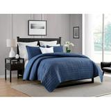 Lightweight Oversized Ultra-Soft Enzyme Washed Crinkle Texture Breathable Cotton Blend Fill 3-Piece Coverlet/Bedspread/Quilt Set â€“ Navy King/Cal King