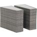 TJUNBOLIFE Rattan PE Resin Wicker Patio 2-Pack Sofa Wedge End Table with Tempered Glass Top Grey