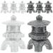 8Pcs Miniature Resin Pagoda Statue Japanese Resin Lantern Zen Style Sculpture Garden Statue