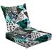 2-Piece Deep Seating Cushion Set Geometric pattern seamless Exotic plants tropical leaves bright Calm Outdoor Chair Solid Rectangle Patio Cushion Set