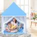 Kids Play Tent Large Playhouse Children Play Castle Fairy Tent Gift with Mat-Blue