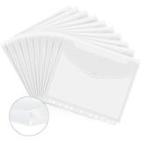 10 Pack Expandable Binder Pocket Binder Organizer 11 Holes Clear Poly Binder Envelope with Snap Closure Plastic Binder Letter Holder for School and Office Supplies 3/4-inch Gusset Letter Size