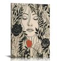 COMIO Modern Abstract Women Faces Canvas Wall Art Minimalist Line Boho Botanical Flower Aesthetic Posters Contemporary Black Female Floral Drawing Prints Paintings Decor for Girls Bedroom