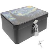 Storage Tin Box with Lock Bins Tinplate Case Cookie Tins