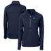 Women's Cutter & Buck Navy West Michigan Whitecaps Adapt Eco Knit Stretch Recycled Half-Zip Top