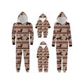 Frontwalk Women Men Kids Baby Christmas Matching Family Onesie Zipper Xmas Sleepwear Hoodies One Piece Pajamas Mom Dad Child Babys Comfy Jumpsuit Romper Long Sleeve Brown Child 9T