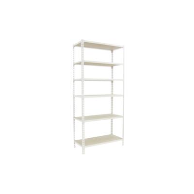 SimonRack Maderclick schraubenloses Metallregal 6 Böden. Farbe BLAU/ORANGE/HOLZ 2500x1100x300 mm Image