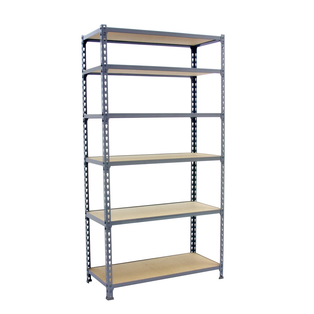 SimonRack Maderclick schraubenloses Metallregal 6 Böden. Farbe GRAU/HOLZ 2500x1100x500 mm Image