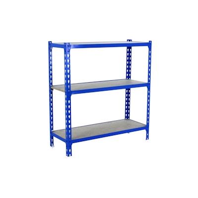 SimonRack Maderclick schraubenloses Metallregal 3 Böden. Farbe BLAU/HOLZ 900x900x500 mm Image