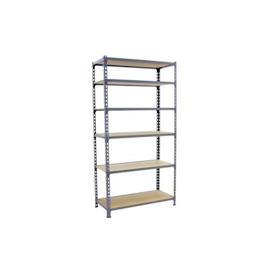 SimonRack Maderclick schraubenloses Metallregal 6 Böden. Farbe GRAU/HOLZ 2500x1000x300 mm Image
