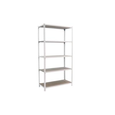 SimonRack Maderclick schraubenloses Metallregal 5 Böden. Farbe WEISS/HOLZ 2000x1000x300 mm Image