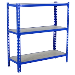 SimonRack Maderclick schraubenloses Metallregal 3 Böden. Farbe BLAU/HOLZ 1000x1100x400 mm Image