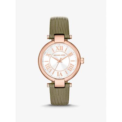 Michael Kors Laney Rose Gold-Tone and Lizard Embossed Leather Watch Rose Gold One Size