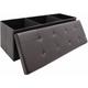 110cm Foldable Ottoman Storage Box - 120L Faux Leather Sofa Stool - Storage Box - braun