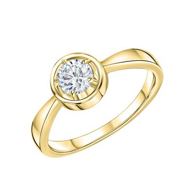 Fingerring FIRETTI "Schmuck Geschenk Silber 925 Silberring Solitär" Gr. 20, gold (gelbgoldfarben, kristallweiß, kristallweiß), Fingerringe, Damen, 20, Silber 925 (Sterlingsilber), 2mm, mit Zirkonia (synth.) Image