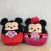 Disney Holiday | Disney Squishmallows Mickey And Minnie Mouse Valentines Set Heart Flowers New 8" | Color: Black/Pink | Size: Os