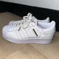 Adidas Shoes | Adidas White & Gold Platform Superstar Size 7 | Color: Gold/White | Size: 7