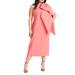 Plus Size Women's One Shoulder Bow Column Dress by ELOQUII in Bright Pink (Size 26)