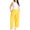 Plus Size Women's Trouser With Pleats by ELOQUII in Yellow Kiwi (Size 22)