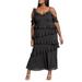 Plus Size Women's Asym Ruffle Maxi Dress by ELOQUII in Black Onyx (Size 24)