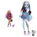 Monster High Mattel Clawdeen - Puppe mit Animal-Print-Pullover und schaurig-schönem Longsleeve-Top und goldenem Schmuck & Frankie Puppe - Elektrisierende Mode