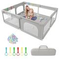 Baby Playpen,200x160cm Extra-Large Playpen for Baby and Toddlers, Kids Play Pen with Soft Breathable Mesh, Playpens for Babies Unisex Including 50 Ball Pit, 6X Handlers