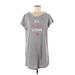 Just Be... Casual Dress - Shift Scoop Neck Short sleeves: Gray Graphic Dresses - Women's Size Medium