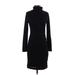 Banana Republic Casual Dress - Sweater Dress Turtleneck Long sleeves: Black Solid Dresses - Women's Size Small