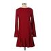Theory Casual Dress - DropWaist Crew Neck Long sleeves: Burgundy Print Dresses - Women's Size 2