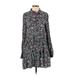 Zara Casual Dress - A-Line High Neck Long sleeves: Black Floral Dresses - New - Women's Size Small