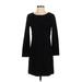 J.Crew Factory Store Casual Dress - Sheath Crew Neck Long sleeves: Black Print Dresses - Women's Size Small
