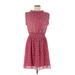 Maison d' Amelie Casual Dress - Mini High Neck Short sleeves: Pink Dresses - Women's Size Medium