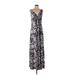 T Tahari Casual Dress - A-Line Plunge Sleeveless: Blue Leopard Print Dresses - Women's Size Small