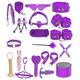 JINGHUA3 Bondage Set SM Bondage Set with 19 Pieces Bondage Restraint Set Restraints BDSM Ankle Restraints Slave Bondage Whip Breast Bondage Gag Gag Bed Restraints SM Sex Toys for Couples (Color : VIO