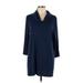 J.Jill Casual Dress - Shift Cowl Neck 3/4 Sleeve: Blue Solid Dresses - Women's Size Large