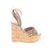 Steve Madden Wedges: Tan Print Shoes - Women's Size 7 - Open Toe