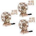 ibasenice 3pcs Assembled Model Ornaments Wooden Puzzle 3d Puzzles for Kids Wooden Toy Wood Toys Kidcraft Playset Wooden Mechanical Puzzle Models Child Electric Motor Ferris Wheel