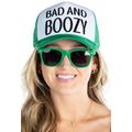 Funky Junque Trucker Hats Women Men Girls Baseball Cap Bachelorette Party Attire Foam Mesh Snapback Weekend Retro Funny, Hat & Sunnies Set - Bad and Boozy (Kelly Green), One Size