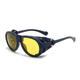 MUTYNE PU Leather Frame Punk Sunglasses For Men Luxury Black Steampunk Round Eyewear Women Vintage Rivet Button Sun Glasses,black yellow,One size